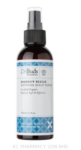 Dr Buds Organics Dandruff Rescue Soothing Scalp Serum (150ml) - Organic Tea Tree Oil & Aloe Vera Extract | Eliminates and Prevents Dandruff