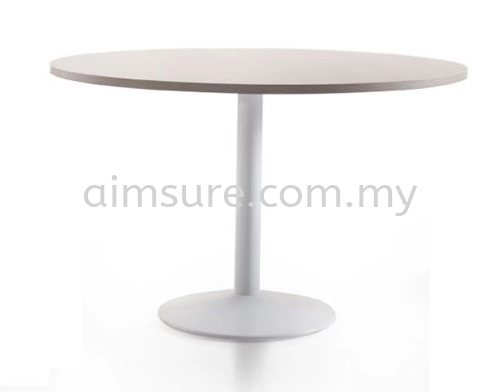 Round discussion table with white drum leg