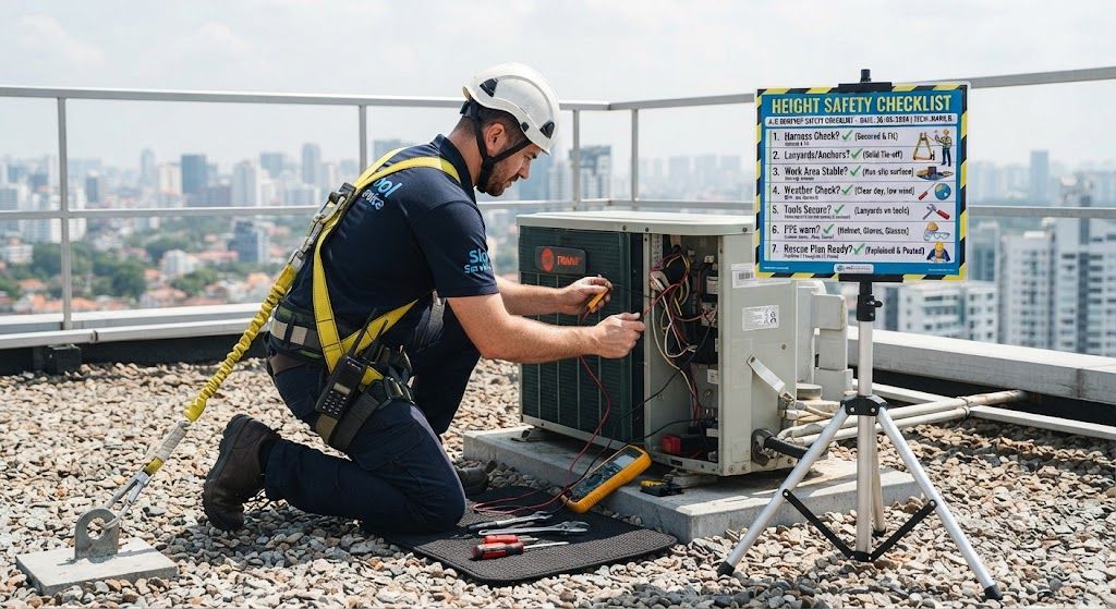 aircon technician height safety checklist maintenance