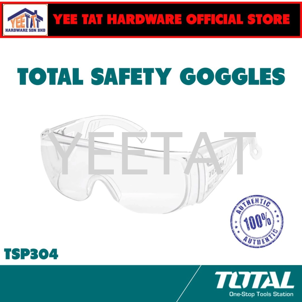 [ TOTAL ] TSP304 SAFETY GOGGLES / Polycarbonate PC Wrapped / Clear And Unrestricted View