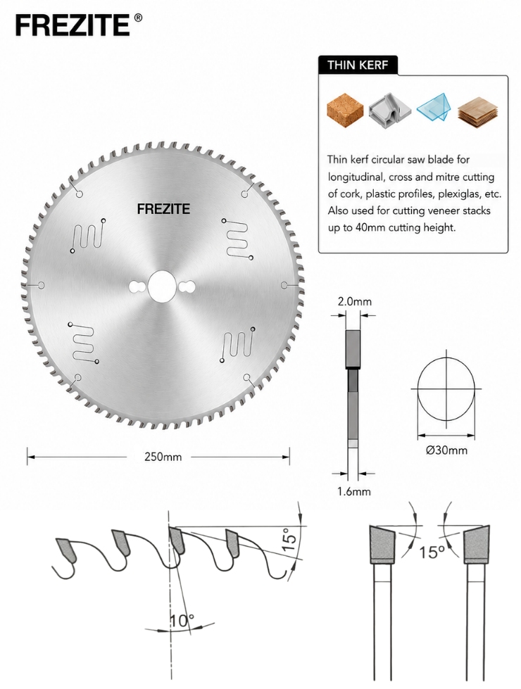 Frezite 10" X 2/1.6 X 30H X 80T TCT SAW BLADE