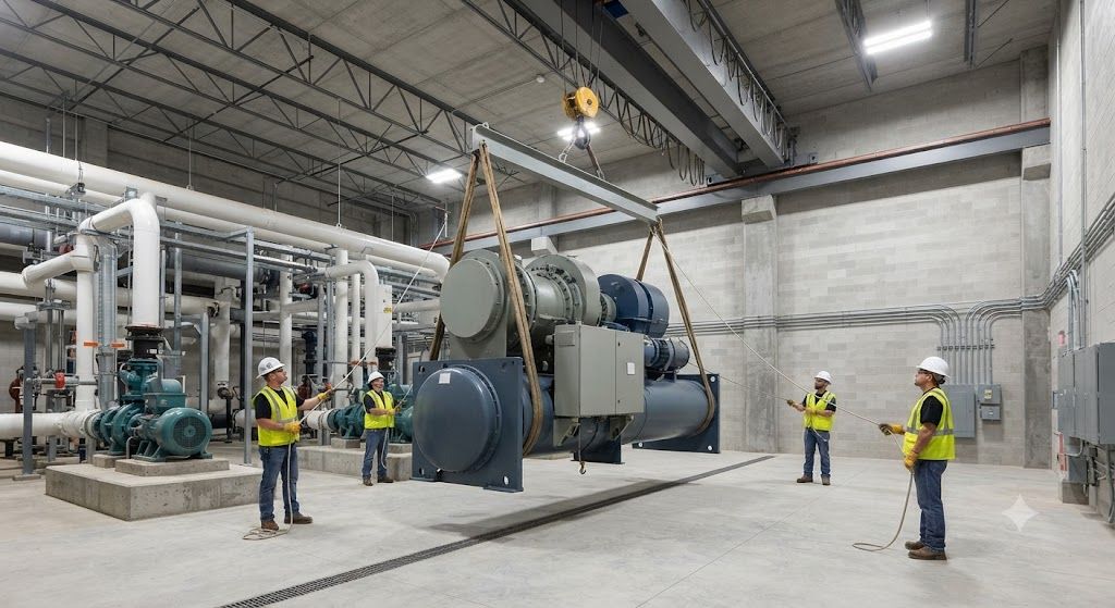 Centrifugal chiller rigging and lifting services
