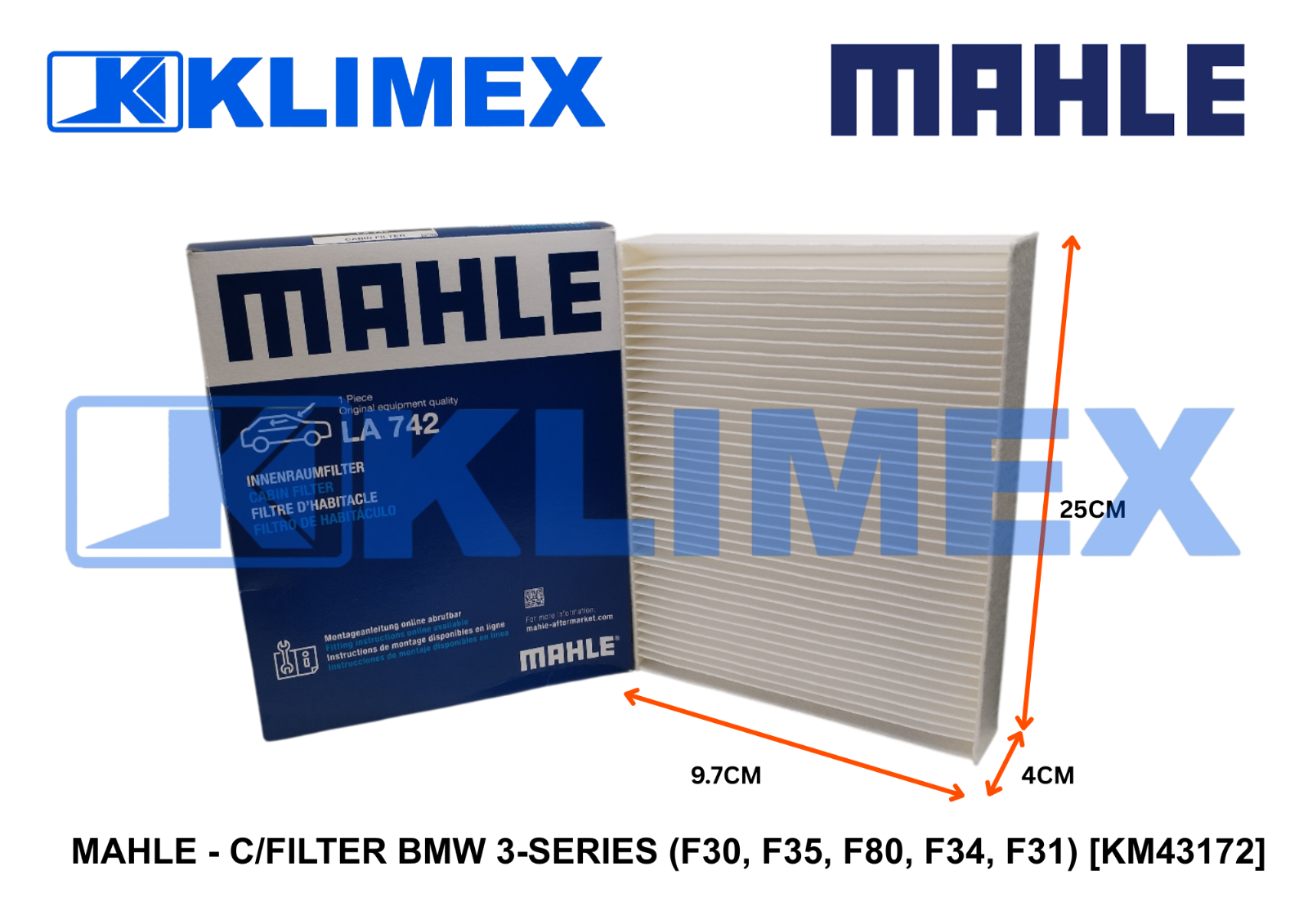 MAHLE - C_FILTER BMW 3-SERIES (F30, F35, F80, F34, F31) [KM43172]