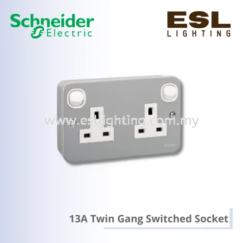 SCHNEIDER ESM Metal Clad 13A Twin Gang Switched Socket - ESM25_G11