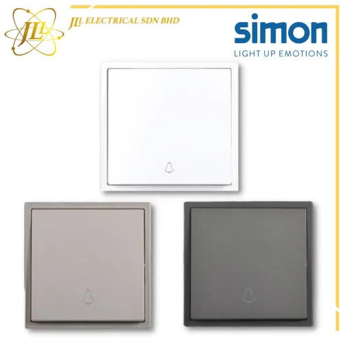 SIMON I7 706301 16A 1 GANG DOORBELL SWITCH [MATT WHITE/GOLDEN CHAMPAGNE/GRAPHITE BLACK]