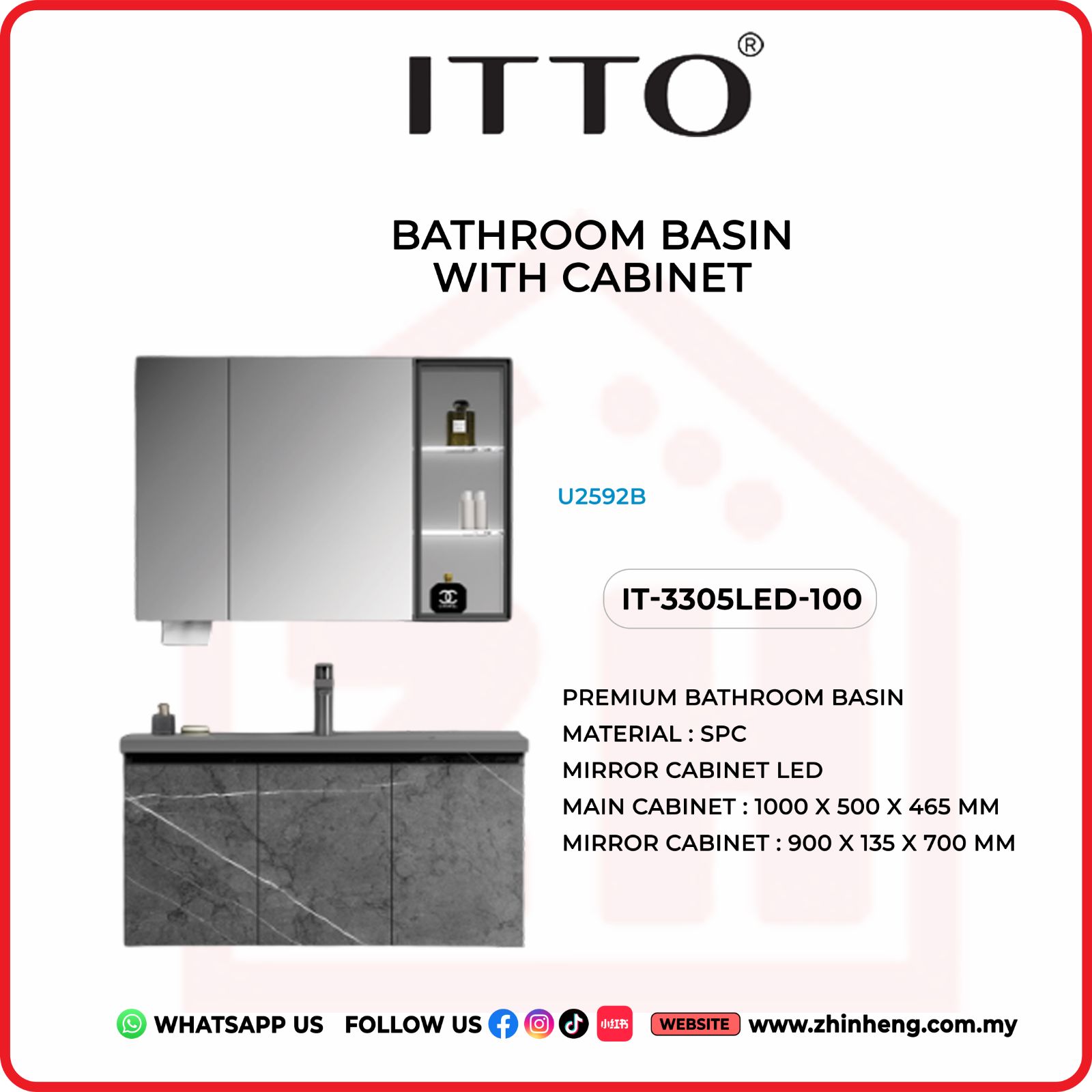​​​​​​​​​​​​​​ITTO BATHROOM BASIN WITH CABINET IT-3305LED-100
