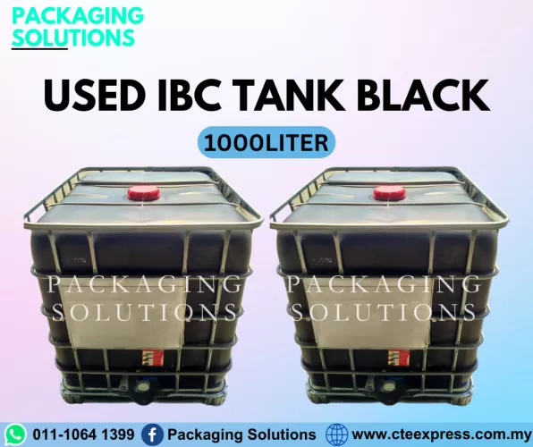 Used IBC Tank Black - 1000L - PACKAGING SOLUTIONS