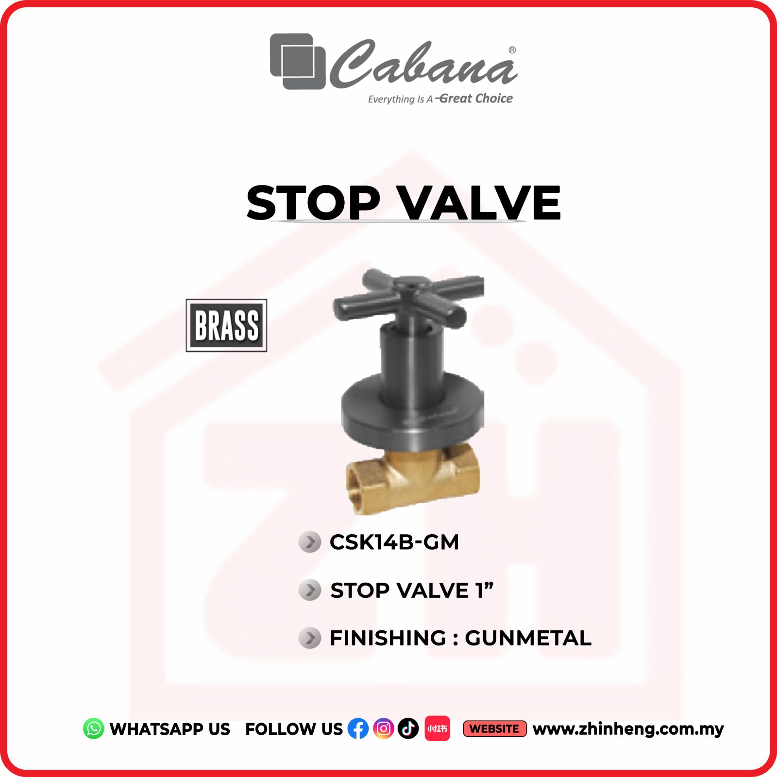 CABANA STOP VALVE 1"  CSK14B-GM