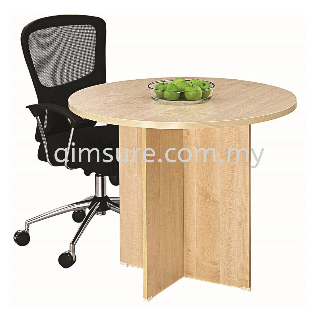 Round Discussion table with wooden panel leg (Full maple)