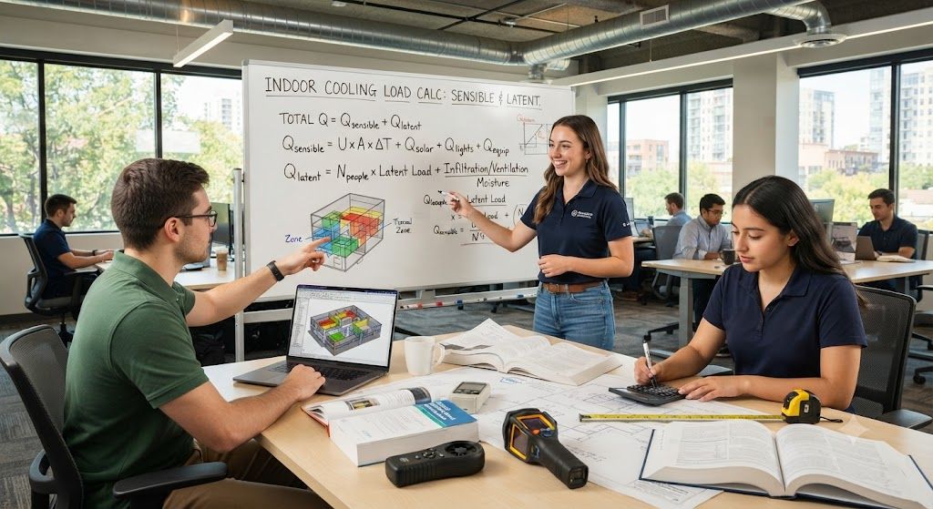 indoor sensible and latent cooling load calculation