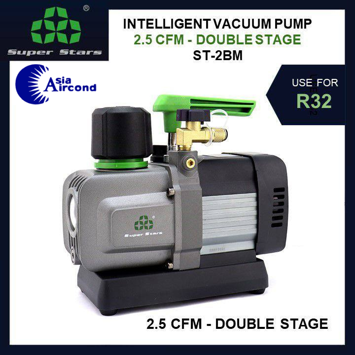 SUPER STARS INTELLIGENT VACUUM PUMP 2.5 CFM DOUBLE STAGE ST-2BM HEAVY DUTY AIRCOND VACUUM PUMP FOR R32 R410A [ORIGINAL]