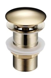 AR-2290A-ZG 1 1/4" Push Basin Waste with Overflow – Brass Zirconium Gold Finish, 80mm Height, Silicone Rubber Seal