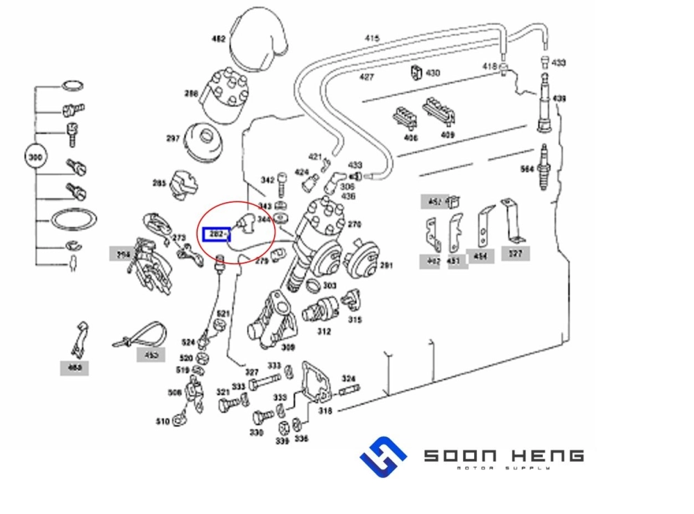 Mercedes-Benz with Engine M110 - Ignition Distributor Cable (BOSCH)