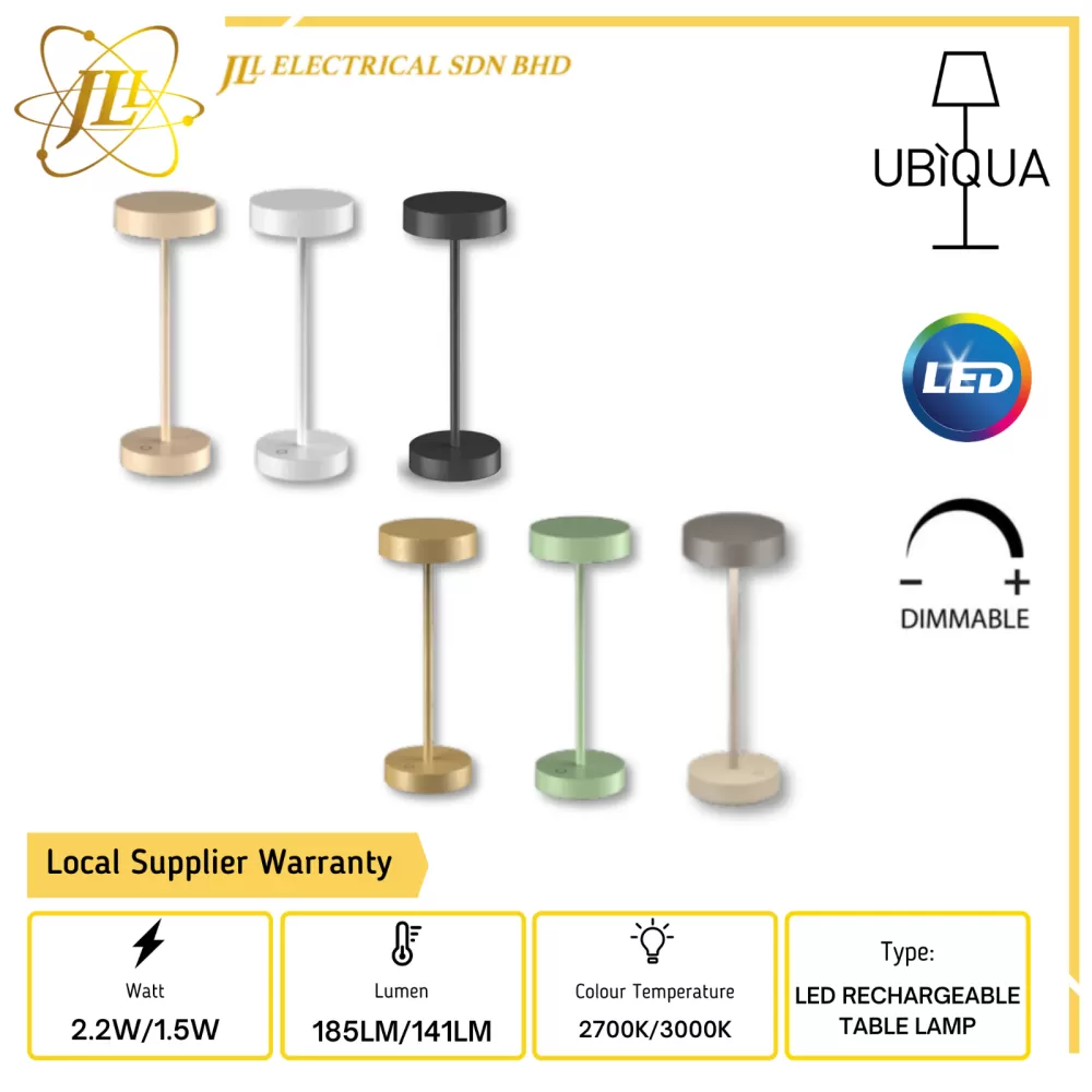 UBIQUA STANDY MAXI/MINI 3.7V IP54 DIMMABLE LED RECHARGEABLE TABLE LAMP [2.2W/1.5W][2700k/3000k]