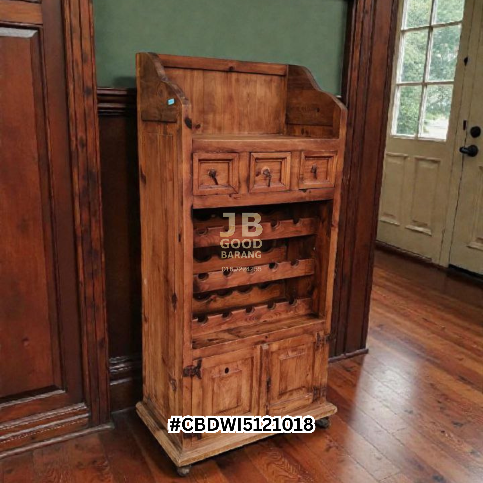 [SOLD] Vintage Good Quality Solid Old Pinewood Wine Cabinet – Good Condition, Timeless Design