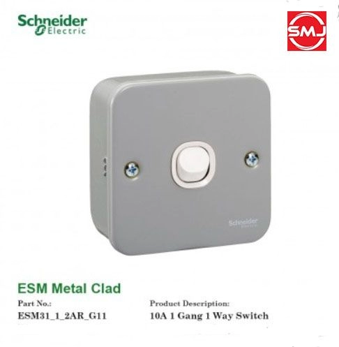 Schneider ESM31/1/2A 10A 1 Gang 1 Way Metalclad Switch (SIRIM Approved)