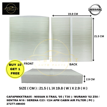 CAFAPMNXTRA05 - NISSAN X-TRAIL '05 ( T30 ) / MURANO '02 Z50 / SENTRA N16 / SERENA C23 / C24 APM CABIN AIR FILTER ( PC ) 27277-4M400