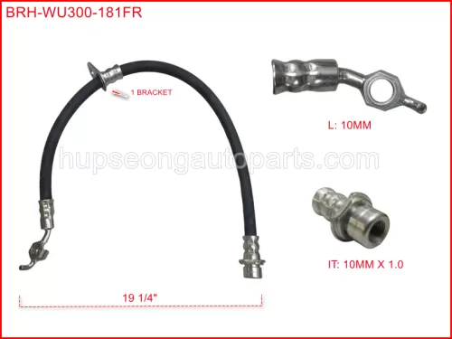 HINO WU300 90947-02A72 300ABS XZU600 FRONT RIGHTHAN BRAKE HOSE #BRH101010 19 1/4" #BRH=17I (BRH-WU300-181FR)