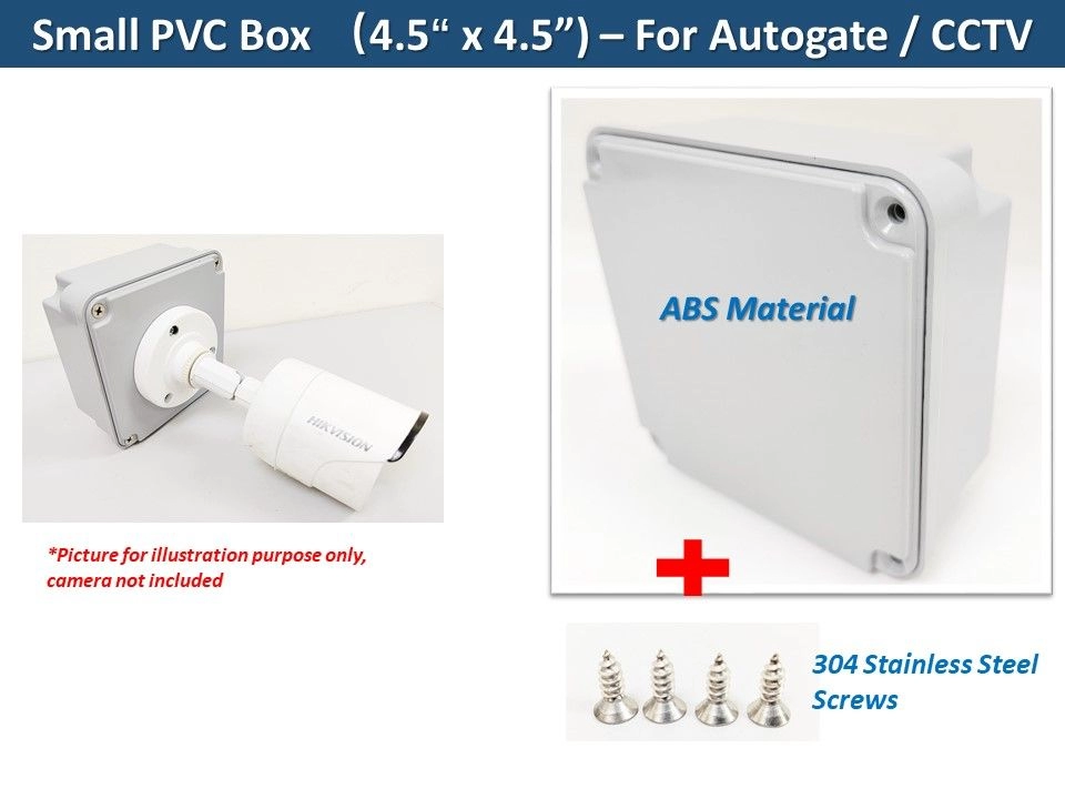 Waterproof Enclosure Box / PVC Box / Junction Box (4.5" x 4.5" x 2.0") for Electrical, Autogate, CCTV & etc