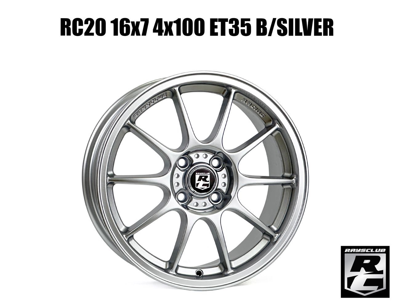 RC20 16x7 4x100 ET35 B/SILVER