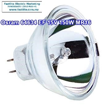 Osram 64634 EFR 15v 150w GZ6.35 MR16 Display Optic lamp (made in Germany)
