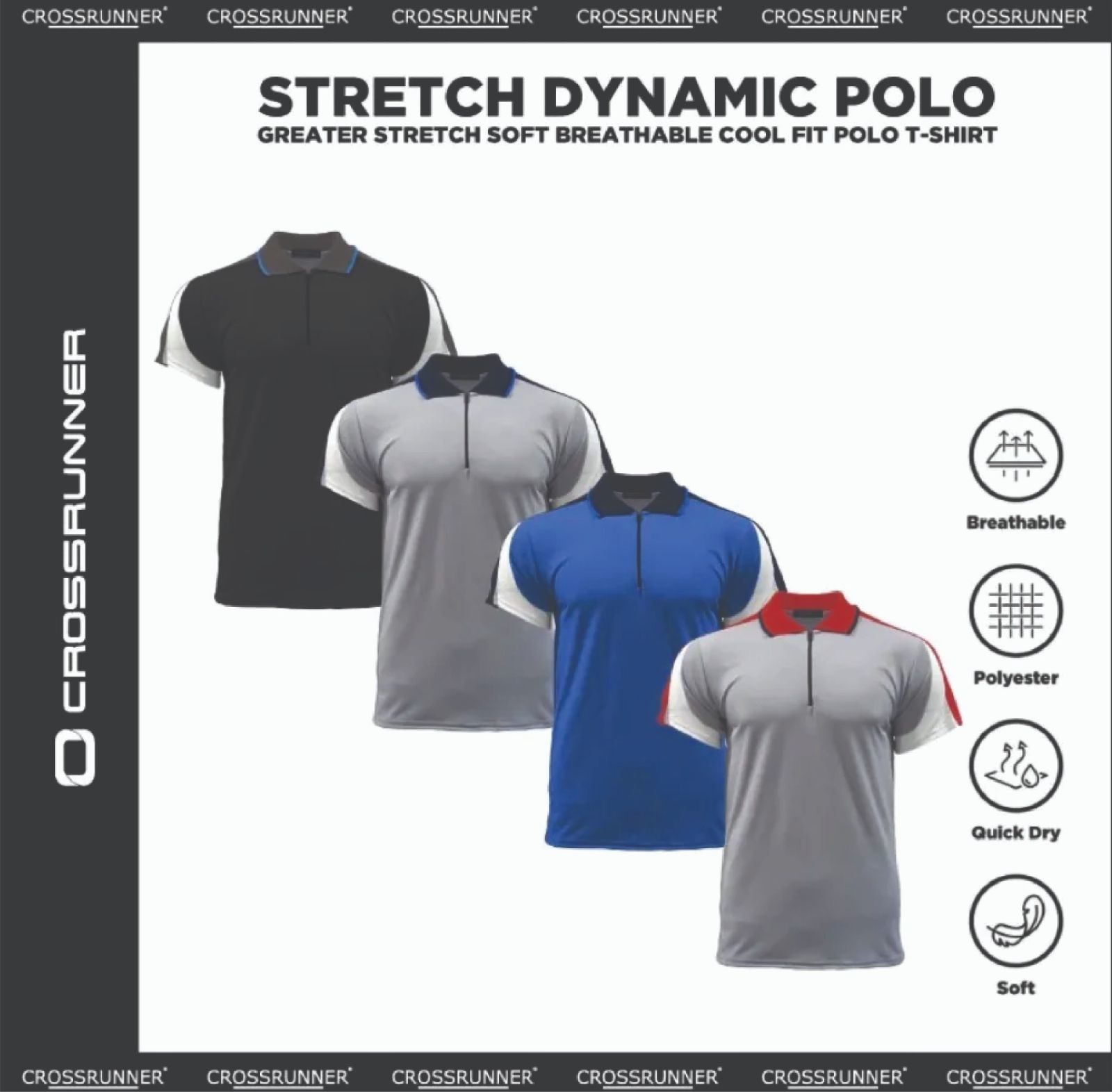 CROSSRUNNER Quick DryPolo Dynamic T-shirt Unisex CRP3200