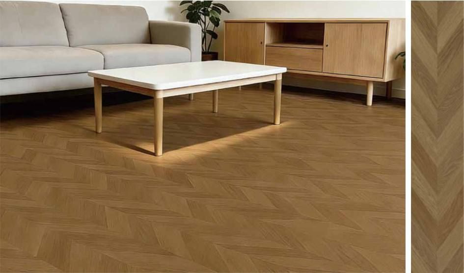 Queens Floor SPC CHEVRON Flooring (EIR 4D) QSH04-05 Sandalwood Oak