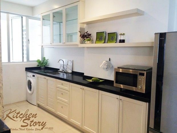 Surin Condominium - Classic Country Kitchen Cabinet with Solid Nyatoh Doors & Quartz Stone Countertop | Tanjung Bungah, Penang