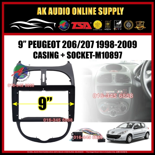 Peugeot 206 1998 - 2006 Android 9" Inch Casing + Socket - M10897