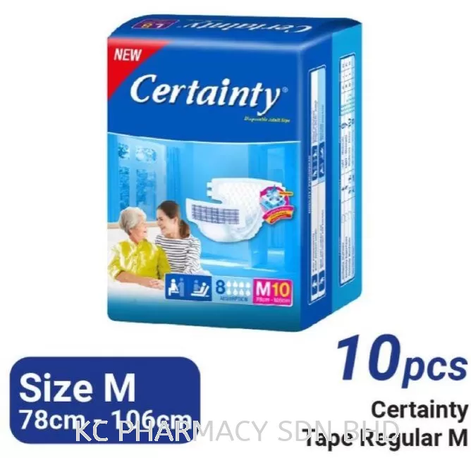Certainty Tape Adult Diaper Size M 10'S