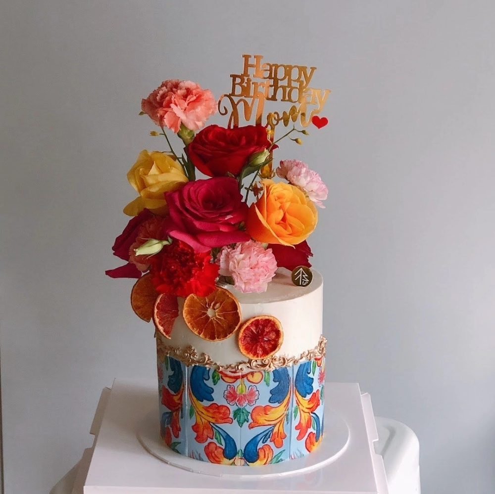 Spanish Tile Flower Cake