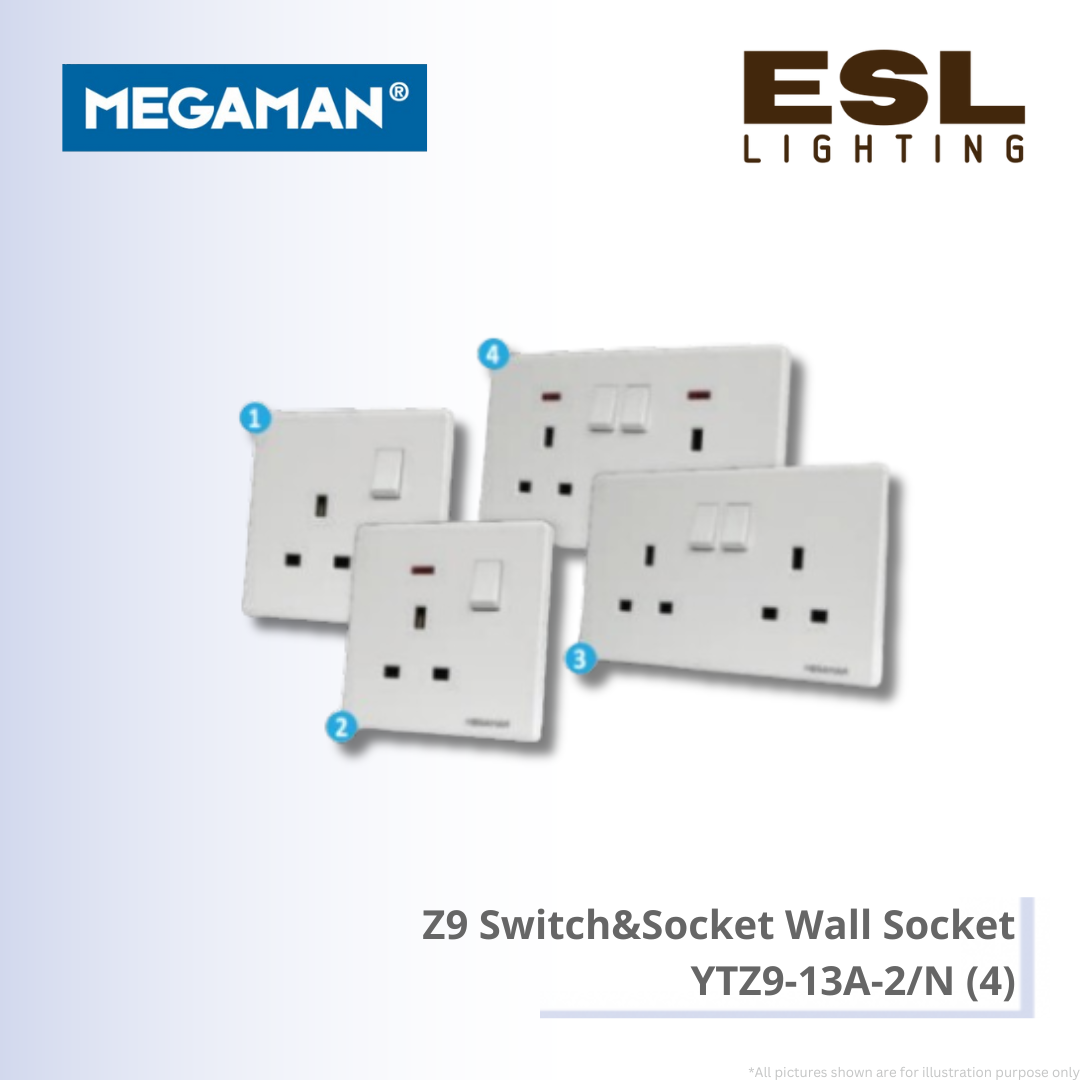 MEGAMAN Z9 Switch&Socket - Wall Socket - YTZ9-13A-2/N (4) SIRIM
