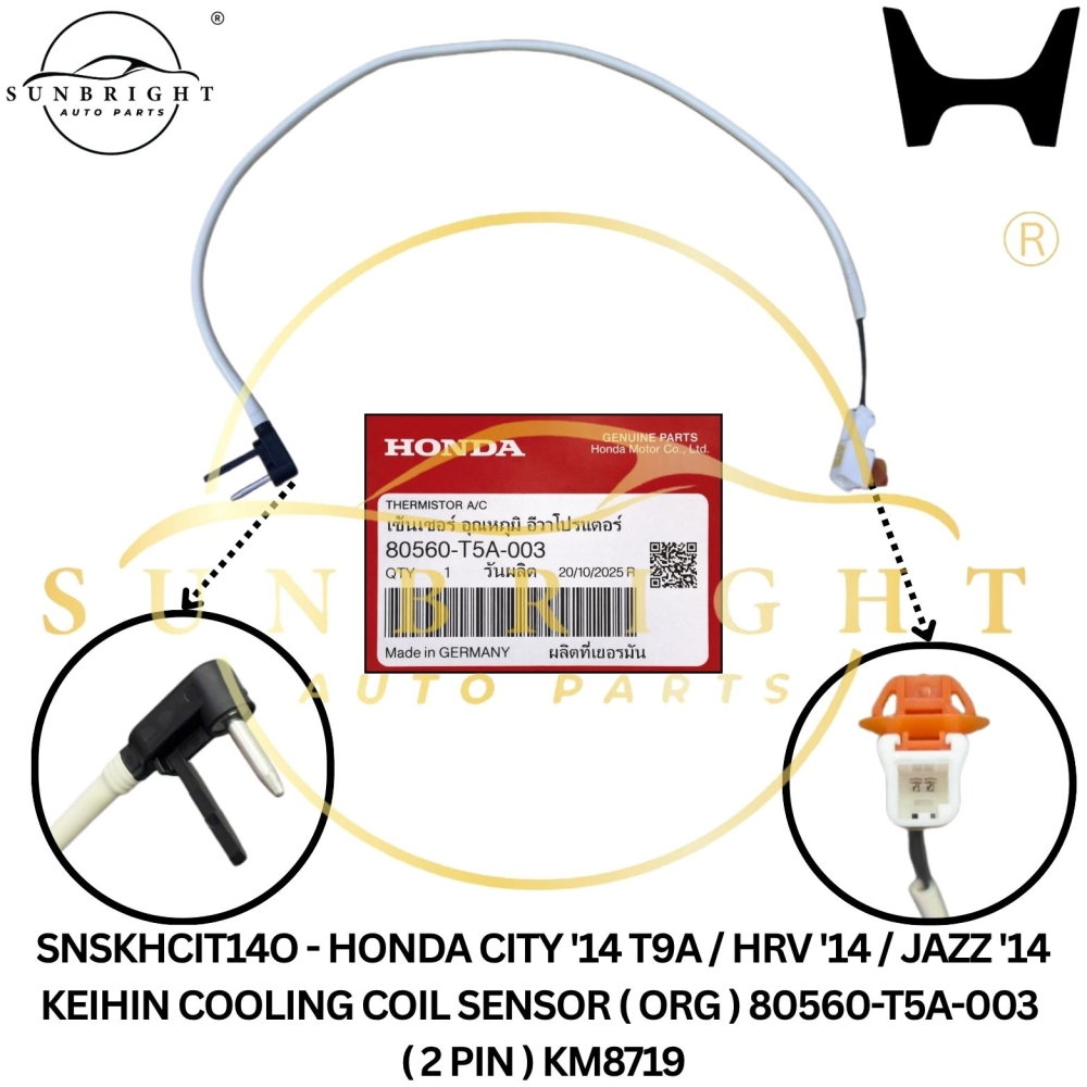 SNSKHCIT14O - HONDA CITY '14 T9A / HRV '14 / JAZZ '14 KEIHIN COOLING COIL SENSOR ( ORG ) 80560-T5A-003 ( 2 PIN ) KM8719