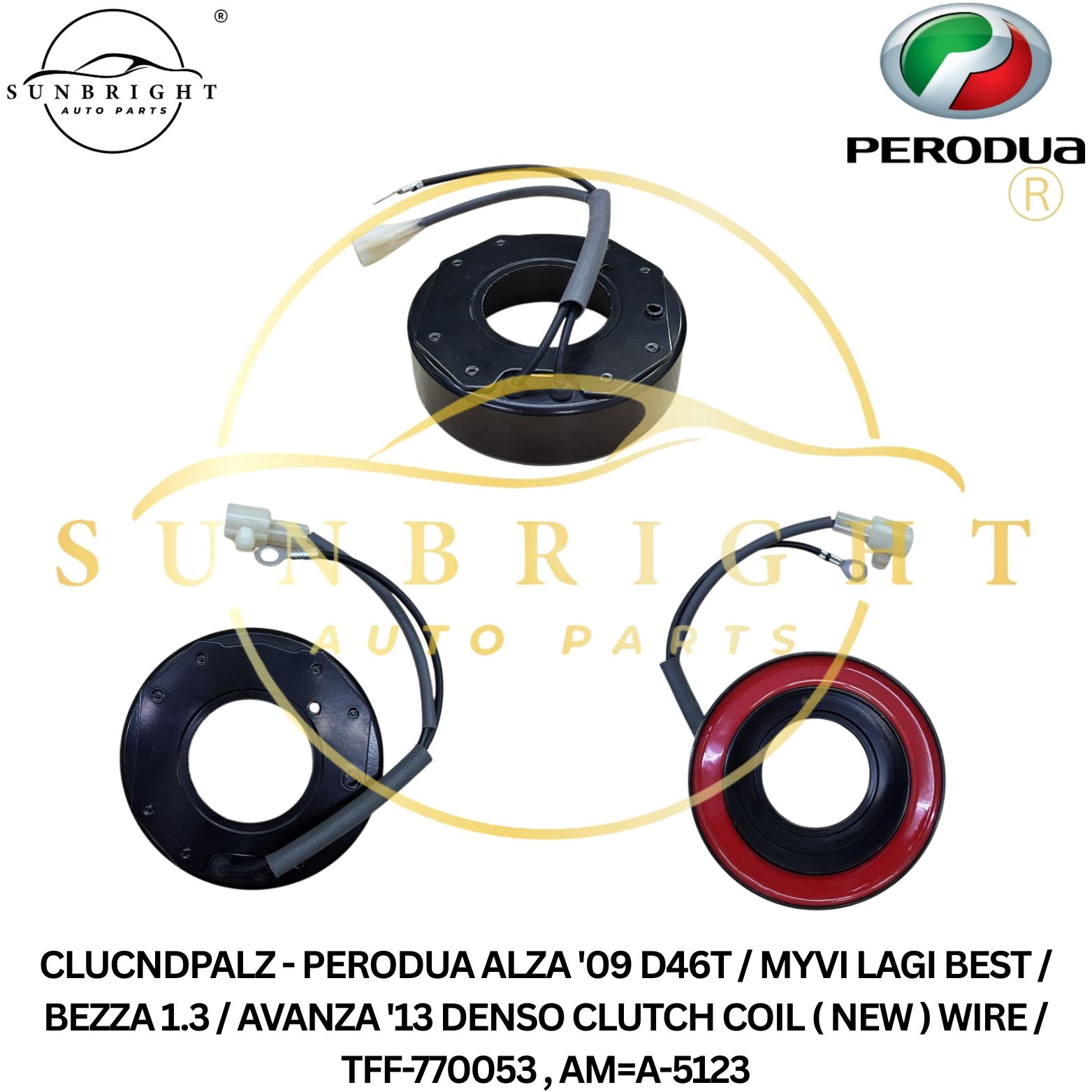 CLUCNDPALZ - PERODUA ALZA '09 D46T / MYVI LAGI BEST / BEZZA 1.3 / AVANZA '13 DENSO CLUTCH COIL ( NEW ) WIRE / TFF-770053 , A-5123