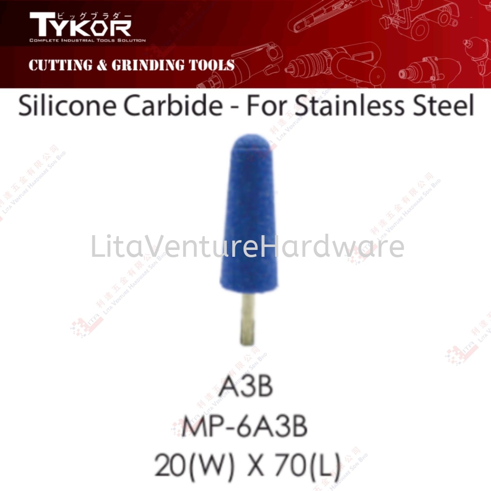TYKOR BRAND SILICON CARBIDE FOR STAINLESS STEEL - A3B MP6A3B 20WX70L
