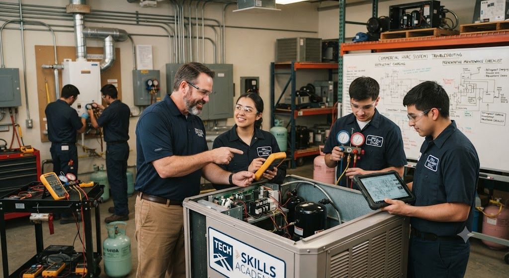 Commercial HVAC maintenance workshop