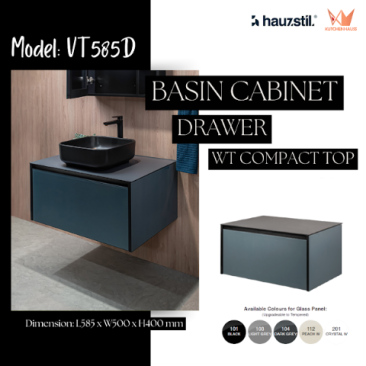 HAUZSTIL Bathroom Top Mount Basin Cabinet With Pull-Out Drawer VT585D