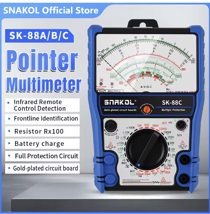 Snakol Professional Pointer Multimeter Analog Multimetro AC/DC 2500V Voltmeter Ammeter Test Resistor Electrician Tool