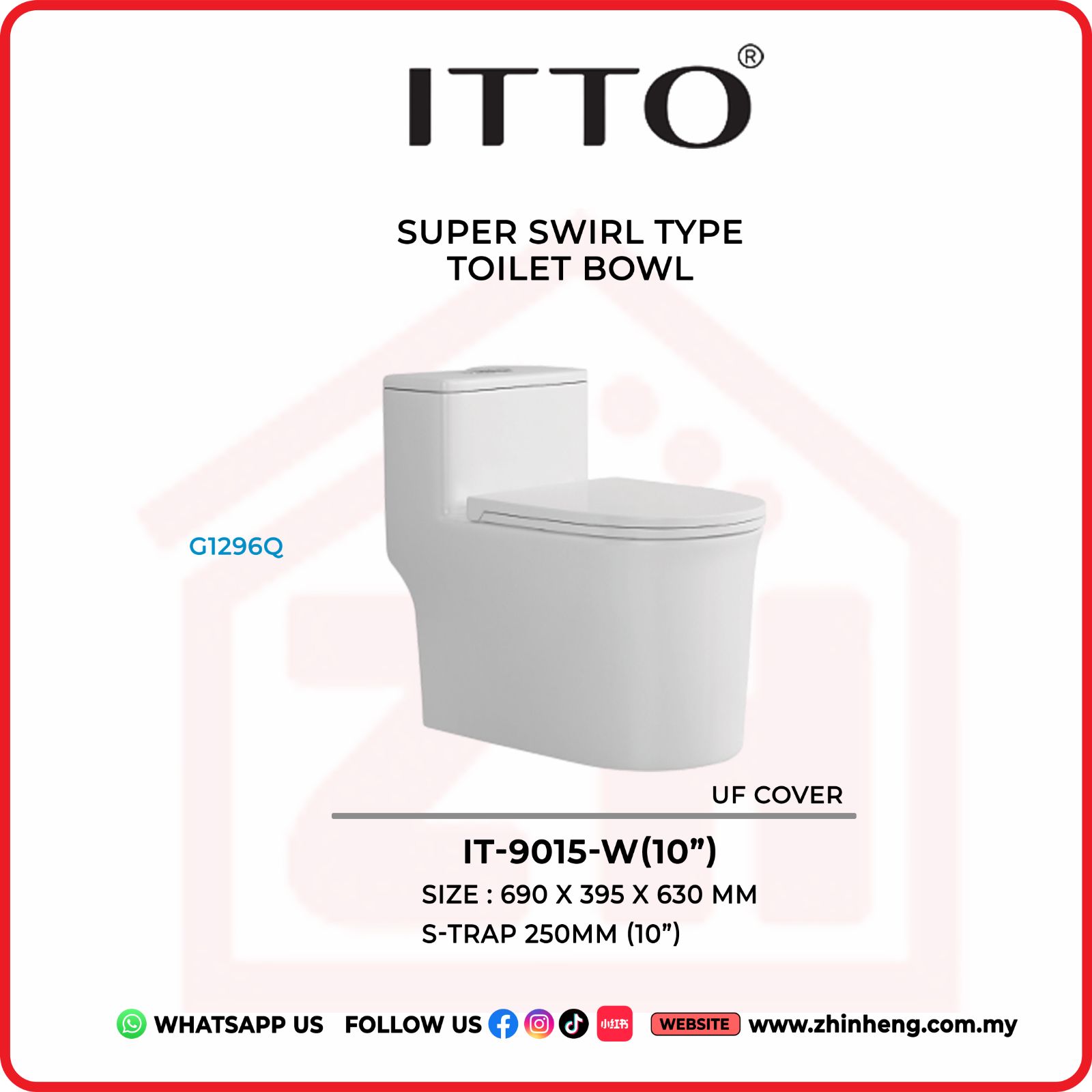 ITTO SUPER SWIRL TYPE TOILET BOWL IT-9015-W(10")