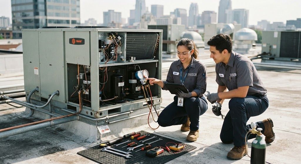 Professional HVAC servicing skills
