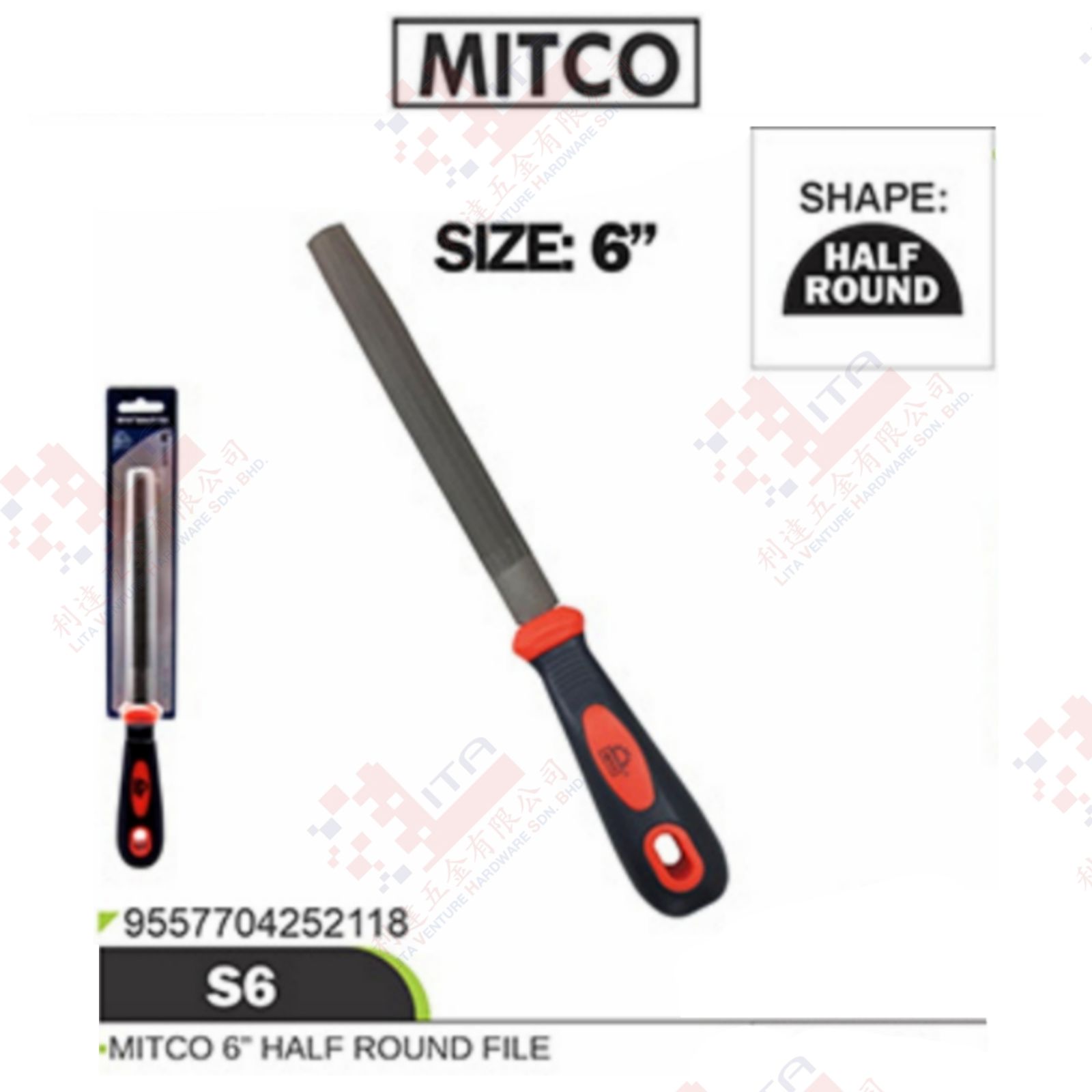 MITCO BRAND 6'' HALF ROUND FILE - S6