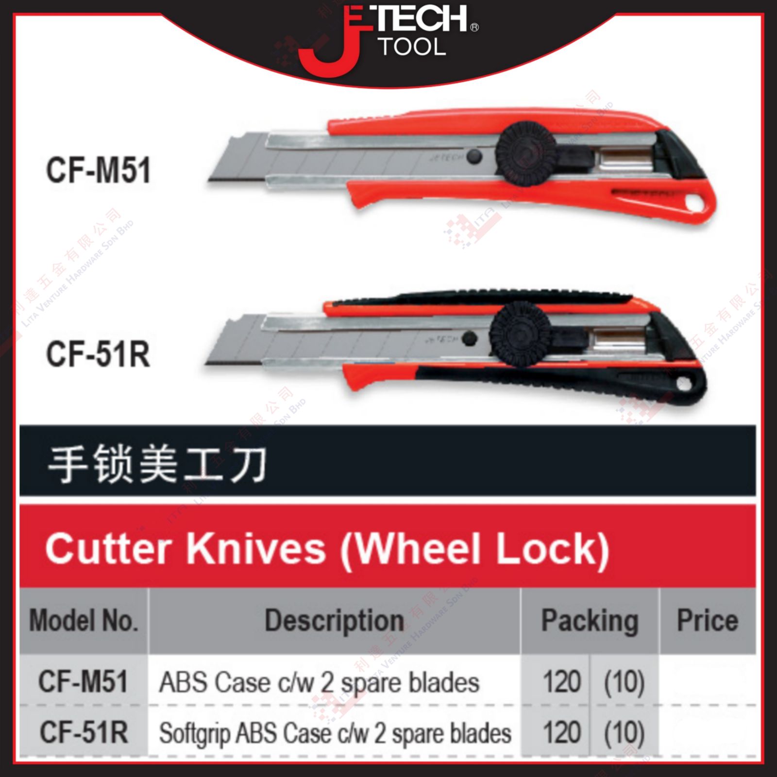JE TECH BRAND CUTTER KNIVES (WHEEL LOCK) - CFM51 CF51R