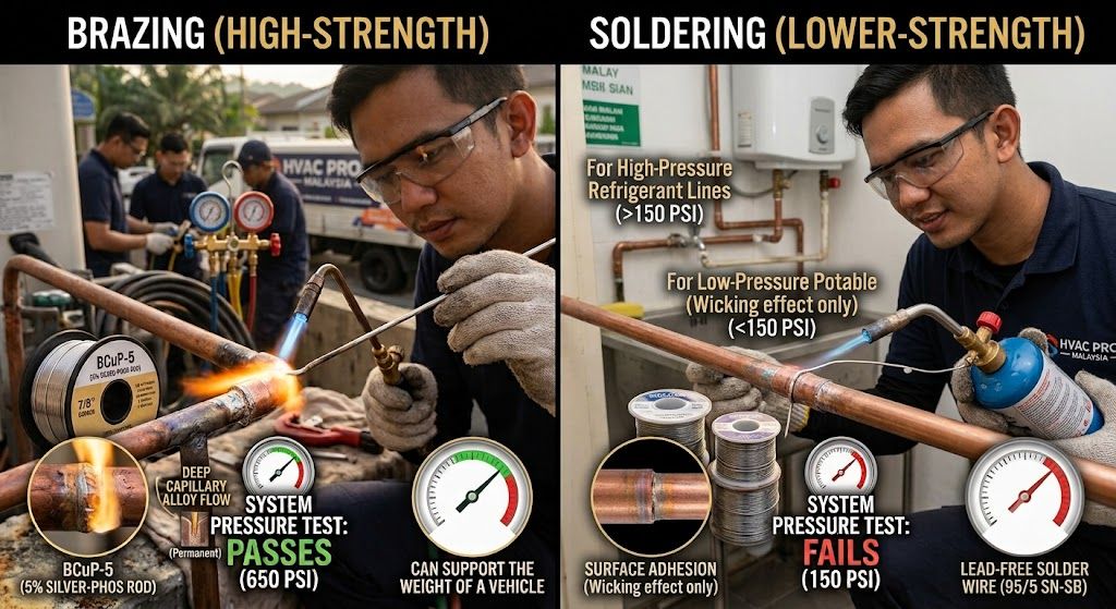 copper tube brazing vs soldering HVAC systems