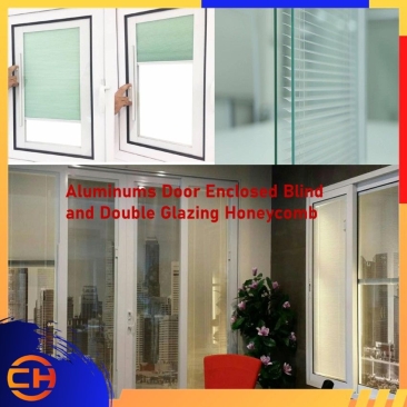 Aluminium Door Enclosed Blind and Double Glazing Honeycomb Shade Aluminium Tingkap Custom Made ( per sf )