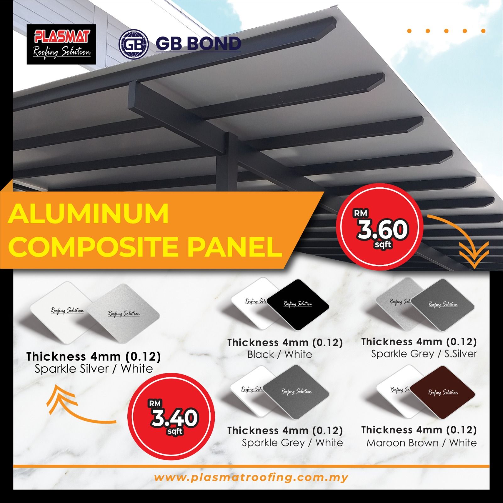 GB Bond Aluminium Composite Panel (ACP) Awning Roofing Sheet