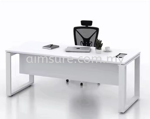 Rectangular Table With Square Metal Leg And Modesty Panel White Colour ...