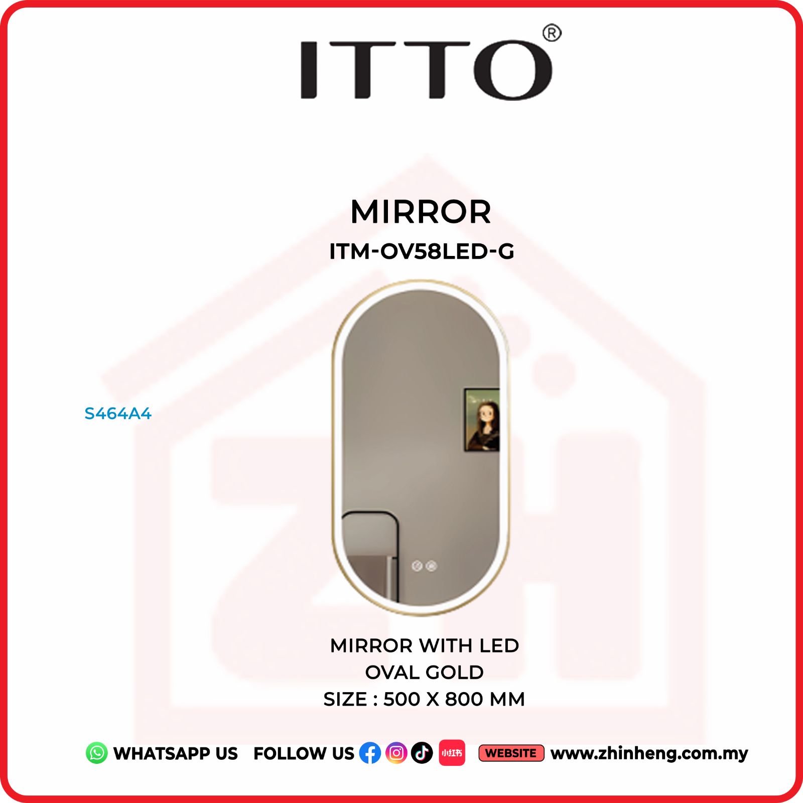 ​​​​​​​ITTO MIRROR WITH LED ITM-OV58LED-G