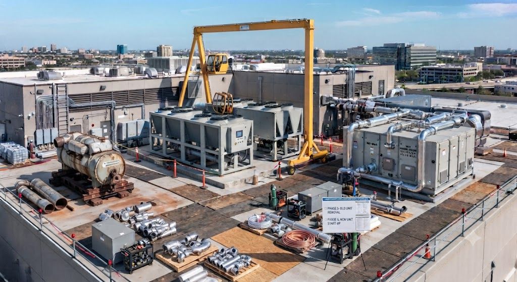 Factory process cooling chiller changeout