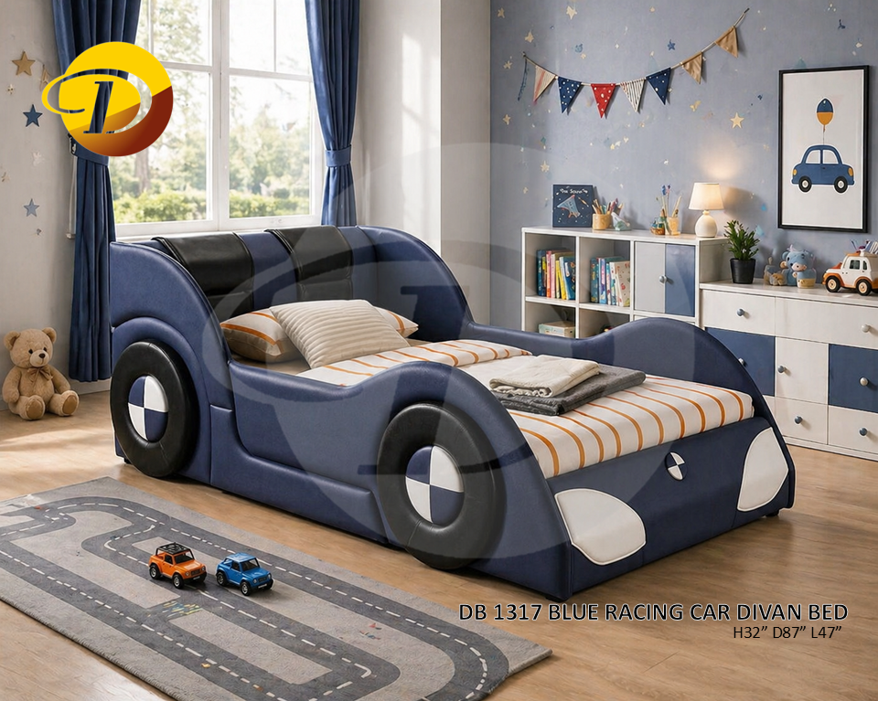 Best Selling Kid Bedroom Series - Blue Racing Car DB 1317 - Single & Super Single are Available (Pre-Order)