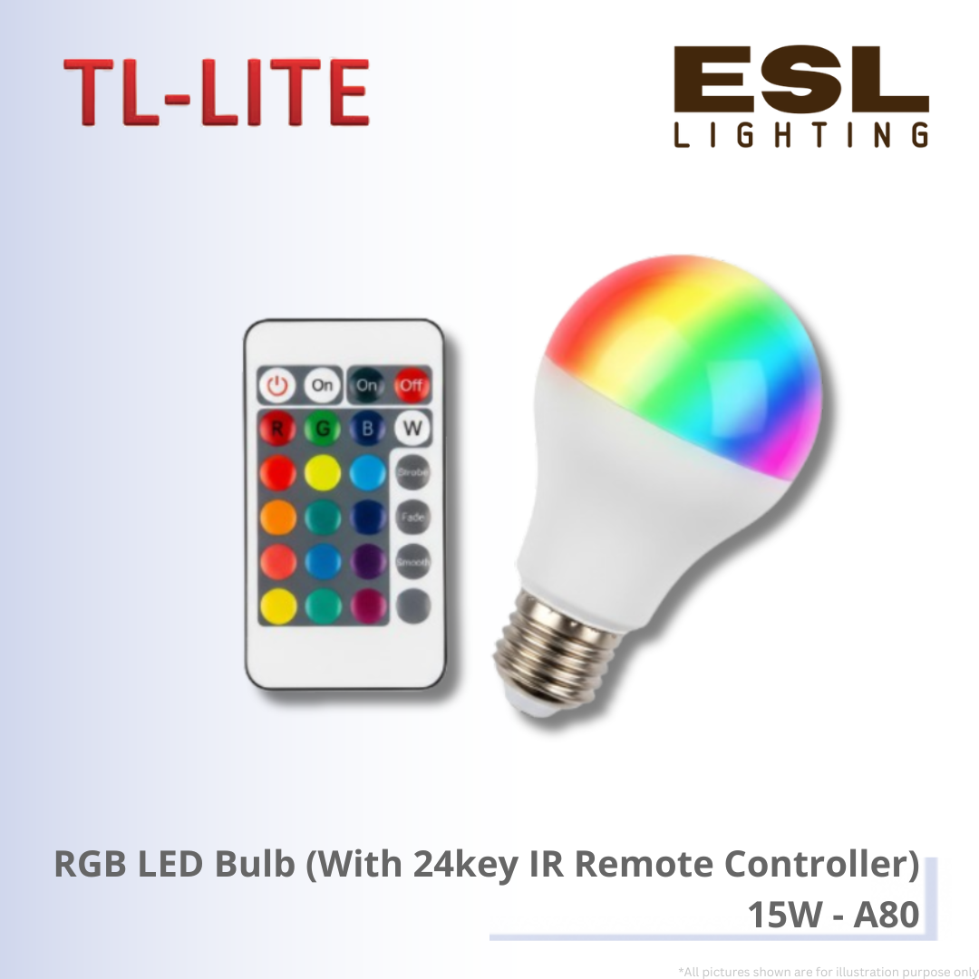 TL-LITE RGB LED Bulb (With 24key IR Remote Controller) 15W - A80